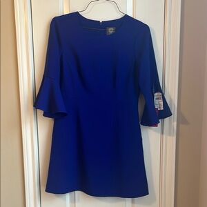 Vince Camuto Blue Sheath Dress with Bell Sleeves